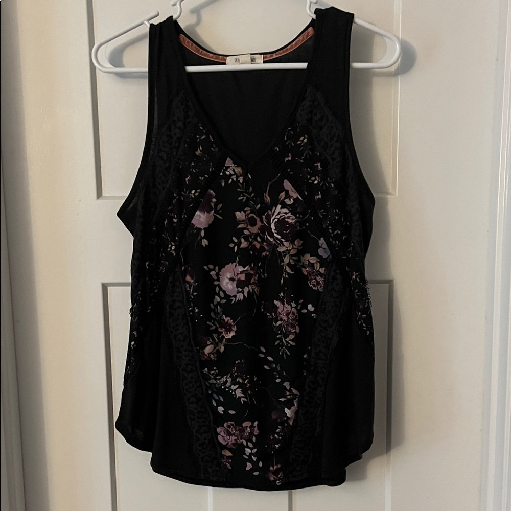 Taylor & Sage Black Floral Tank Top